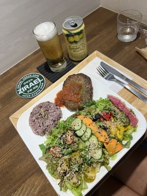 hamburger steak  at Zirael Vegan Restaurant in Kyoto