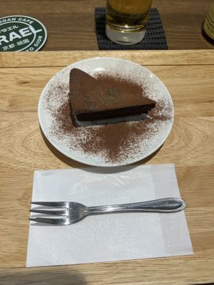 chocolate cake  at Zirael Vegan Restaurant in Kyoto