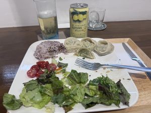 Amazing and fresh vegan food.    The salad was delicious and we had the dumpling course.    Even the beer was vegan!    Down a quiet alley with only 8 seats but well worth it.     at Zirael Vegan Restaurant in Kyoto