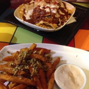 Aztec fries and nachos  at Pickled Cactus Mexican Restaurant in Biggera Waters