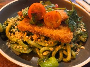 Udon with bärlauch pesto. Ok but not amazing at Spicetrails in Freiburg