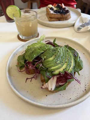 Avocado toast and ginger lemonade   at Miscelanea Sayulita in Sayulita