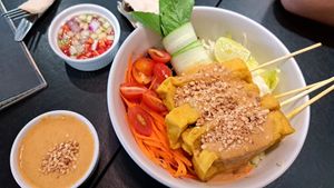 Tofu satay at Veganerie - Kingkeaw in Bangkok