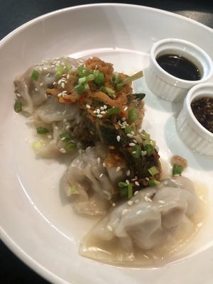 Kimchi dumplings were okay  at Veganerie - Kingkeaw in Bangkok