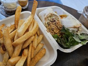 (Grab order) Hot beans satay wrap at Veganerie - Kingkeaw in Bangkok