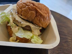 (grab order) Baked Bear Beyon Meat” Bbq And cashew Cheese at Veganerie - Kingkeaw in Bangkok