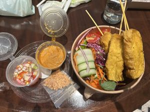 Tofu satay salad was awesome   at Veganerie - Kingkeaw in Bangkok