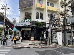 From the outside. The restaurant is on the second floor, and is amazing for looking down and people watching if you can get a window table.  at Eat.Co in Bangkok