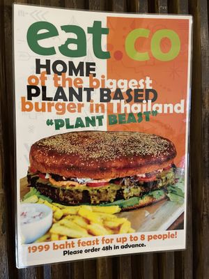 Home of the biggest plant-based burger in Thailandd  at Eat.Co in Bangkok
