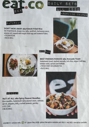 The daily set menu - Saturday, Sunday and Mondayy  at Eat.Co in Bangkok