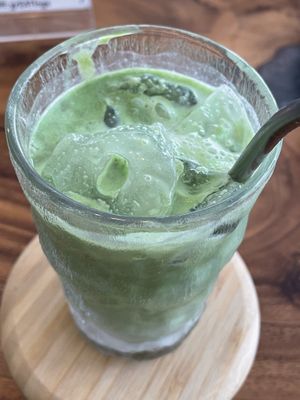 Ice matcha coconut, part of the Wednesday set menu.  at Eat.Co in Bangkok