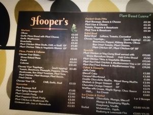 Menu at Hooper's in Swansea
