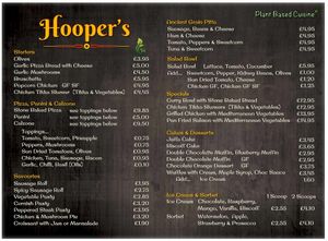 Menu at Hooper's in Swansea