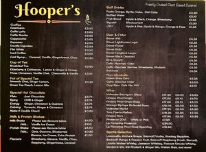 Drinks menu  at Hooper's in Swansea