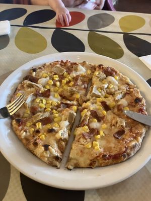 Chicken, bacon and sweetcorn pizzaa  at Hooper's in Swansea