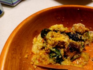 Greens and lion mane mushrooms at Good Intentions in St Petersburg