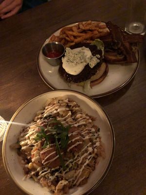 Kimchi fried rice and black and bleu burger   at Good Intentions in St Petersburg