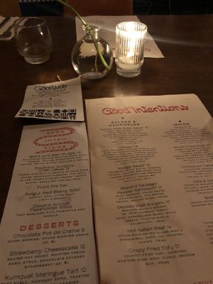 Menus  at Good Intentions in St Petersburg