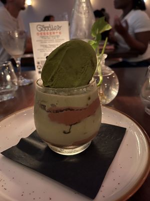 Matcha tiramisu  at Good Intentions in St Petersburg