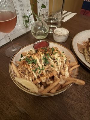 Non-abv rosè and crab friess  at Good Intentions in St Petersburg