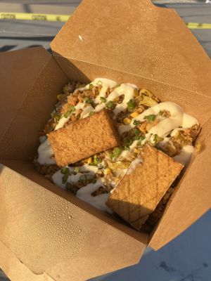 Kimchi fried rice with tofu added  at Good Intentions in St Petersburg