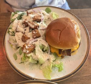 Rodeo burger + side salad   at Good Intentions in St Petersburg