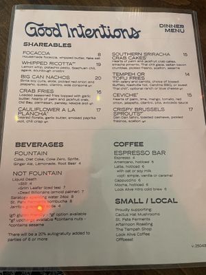 Menu 1   at Good Intentions in St Petersburg