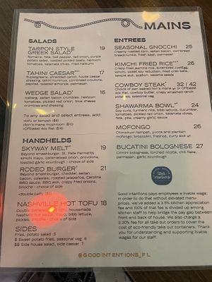 Menu 2  at Good Intentions in St Petersburg