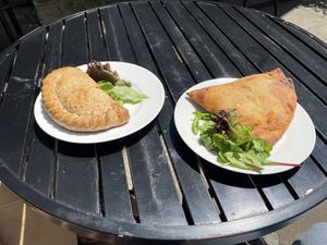 cornish pasty and samosa (together 9£)  at Zappa's in Totnes