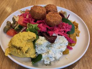 Salad plate at Zappa's in Totnes