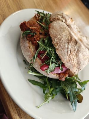 Jackfruit bap at Zappa's in Totnes