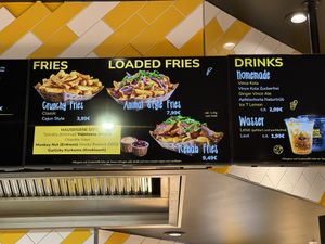 Fries and drinks menu.  at VINCENT - The Playce in Berlin