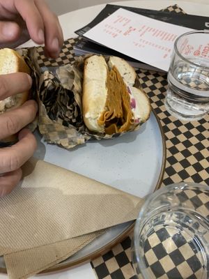 Lox and cream cheese bagel  at Third Culture in East London