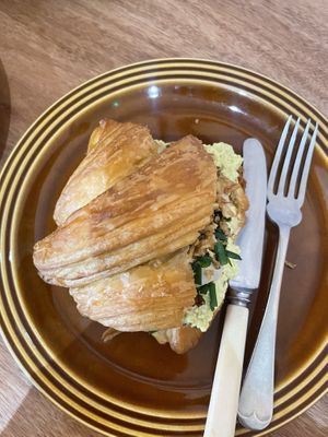 Savory tofu scramble croissant  at Third Culture in East London