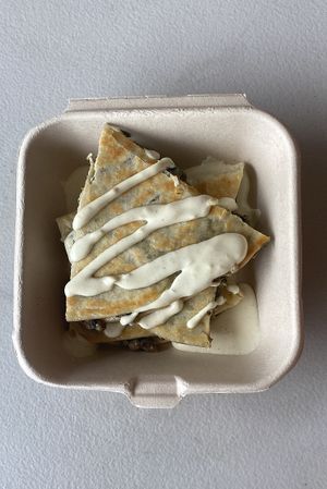 alugbati auesadilla from cruising platos  at Good Food Sundays in Mandaluyong