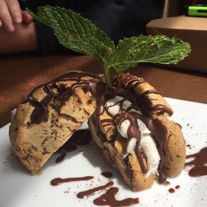  Vegan chocolate chip cookie ice cream sandwich.  at Broken Top Bottle Shop and Ale Cafe in Bend