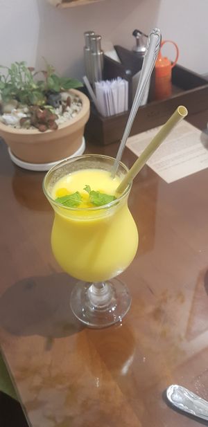 Mango smoothie at Heal & Celeb Vegan Restaurant in Ho Chi Minh City