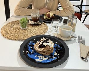 Crêpes, chicken free eggsalad in Bavaria bin  at Mishto Café & Deli in Budapest