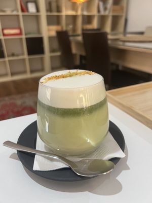 Macha latte  at Mishto Café & Deli in Budapest