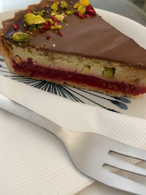Pistachio cake at Mishto Café & Deli in Budapest