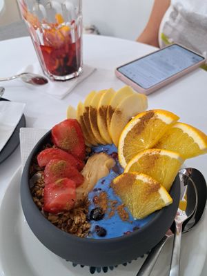 Granola Breakfast bowl. So delicious and special, also can be nut free! at Mishto Café & Deli in Budapest