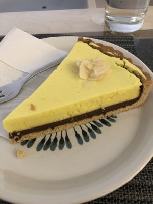 Lemon chocolate pie  at Mishto Café & Deli in Budapest