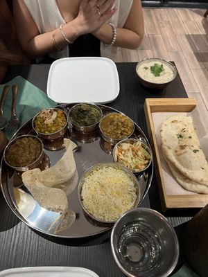All vegan, Large Thali, with vegan Raita  at Hindusthali in Toronto