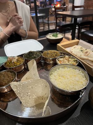 All vegan, Large Thali with vegan Raita   at Hindusthali in Toronto