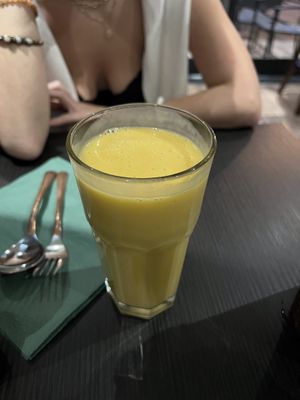 Vegan mango lassi  at Hindusthali in Toronto
