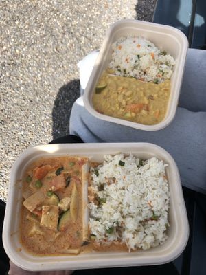 red and yellow take away curry  at nari Thai Eatery in Bern