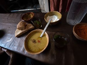 Bissara with seasonings at Bissara Shop in Fes