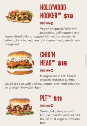 Menu items  at Slutty Vegan in Brooklyn