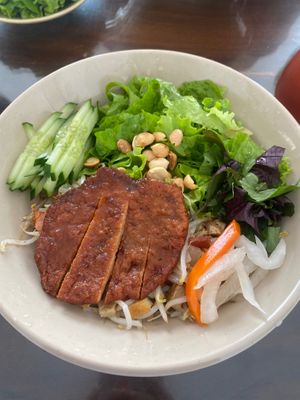 Vermicelli noodles with vegan beef - 33k at Mỹ Thoa Chay in Da Lat