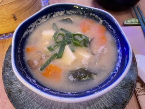 Miso soup  at Modoki Funky Roll in Barcelona